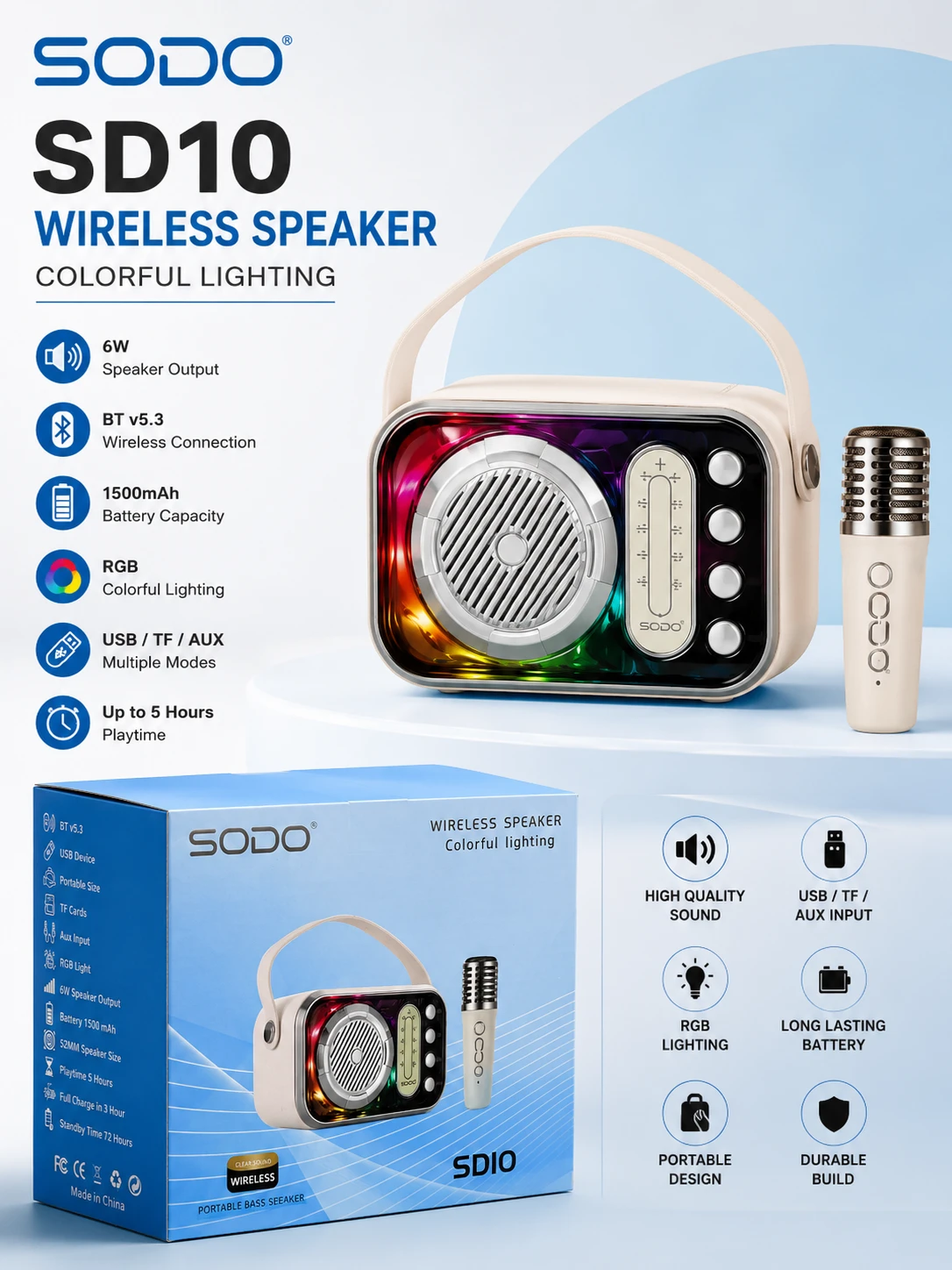 SODO SD10 Wireless Bluetooth Speaker with 2 Mics