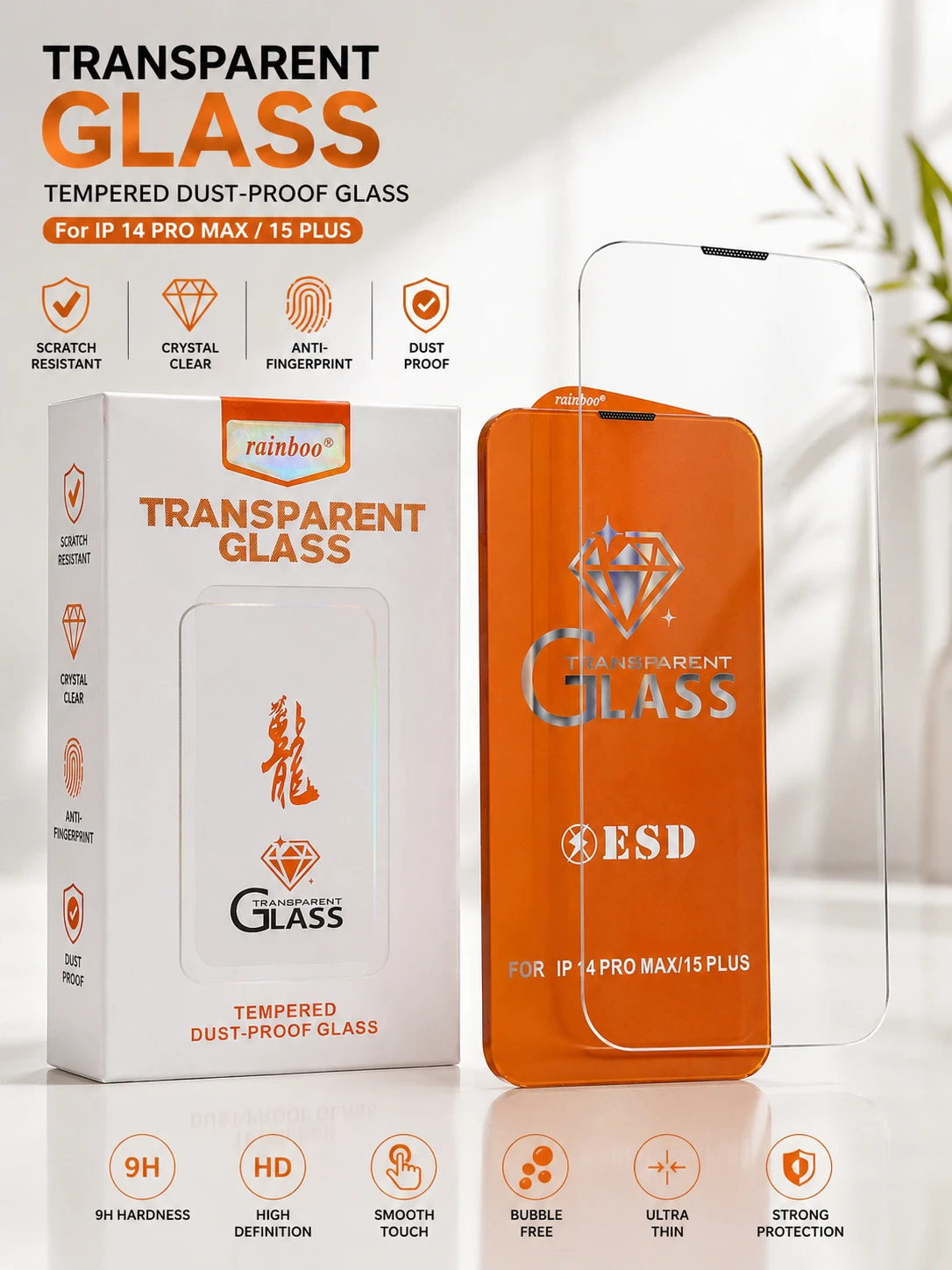 Premium Transparent (BORDERLESS) Tempered Glass 200CC (ESD Dust-Proof)